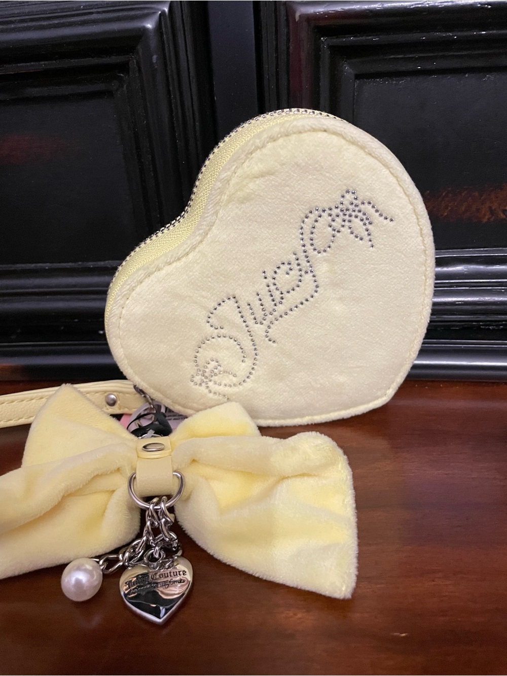 Juicy couture Yellow Heart-Shaped wristlet with Bow Accent nwt